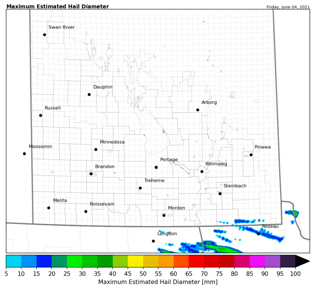 Example hail swath map