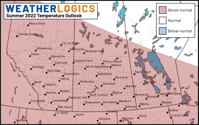 summer 2022 prairie temperature forecast map