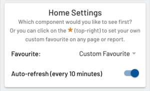 select favourite in settings