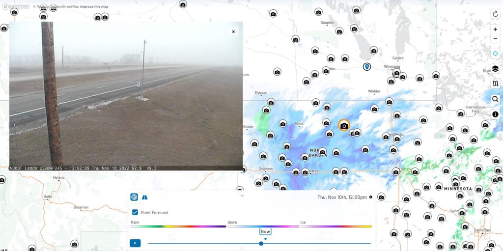 snow radar map and highway cameras